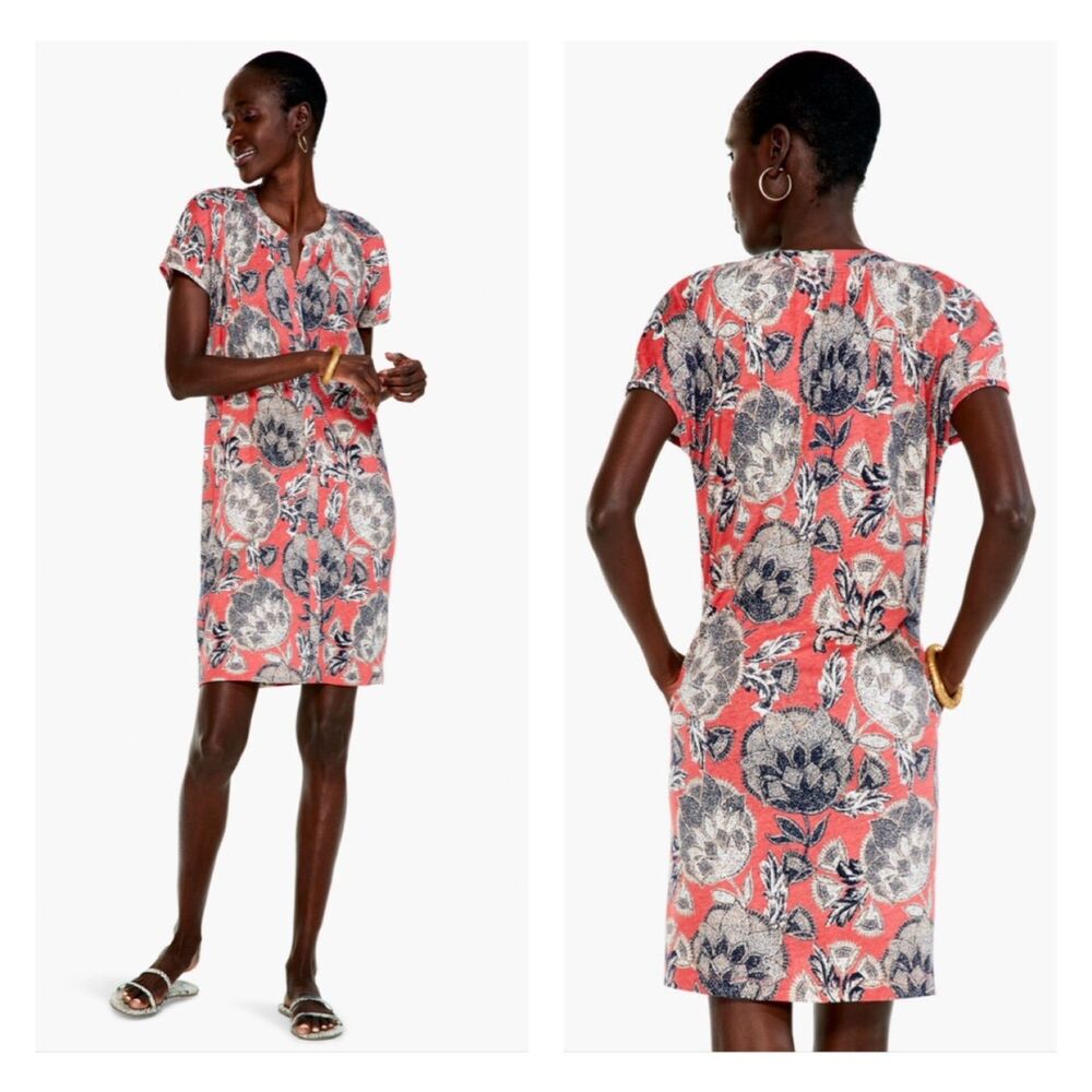 NWT NIC+ZOE Island Petals Dress, Red Multi, Sz M